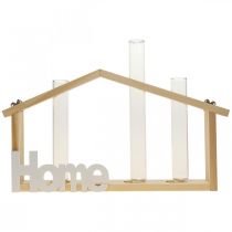 Artikel Wanddeko Holz Deko Home Reagenzglas Vase Blumenhalter 27,5x4,5x14,5cm
