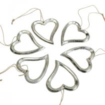 Artikel Herz Deko zum Hängen Metallherz Silber 7,5×8,5cm 6St