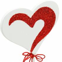 Herz am Stab Rot, Weiß Dekoherz Dekostecker Valentinstag 16St