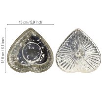Artikel Herzdose mit Deckel Glasdose Herz Champagner 15,5×15×10cm