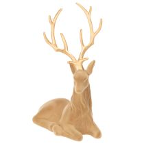 Artikel Dekofigur Hirsch liegend mit Geweih Deko beflockt 58cm