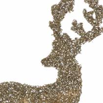 Artikel Dekostecker Hirsch Glitter Gold Sortiert 8/10cm 18St