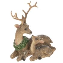 Artikel Dekofigur Hirschfamilie mit Schnee als Winterdeko 17cm