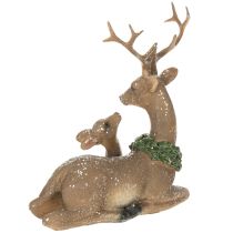 Artikel Dekofigur Hirschfamilie mit Schnee als Winterdeko 17cm