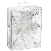 Artikel Hochzeitsanstecker Revers Anstecknadeln transparent/Silber 5cm 50 St