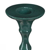 Artikel Hoher Kerzenständer Metall Grün Keramik Optik H38cm