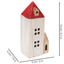 Artikel Deko Holzhaus Set Rotweiß mehrteilig Winterdeko 13cm 6St