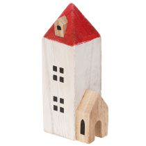 Artikel Deko Holzhaus Set Rotweiß mehrteilig Winterdeko 13cm 6St