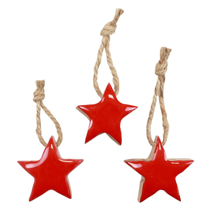 Artikel Holzstern Christbaumschmuck Rot, Natur Dekosterne 5cm 24St