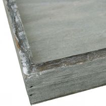 Artikel Tablett Holz eckig Grau, Weiß gewaschen Deko-Tablett 19×19cm 2St