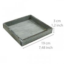 Artikel Tablett Holz eckig Grau, Weiß gewaschen Deko-Tablett 19×19cm