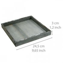 Artikel Tablett Holz eckig Grau, Weiß Tischdeko Shabby Chic 24,5×24,5cm 2St
