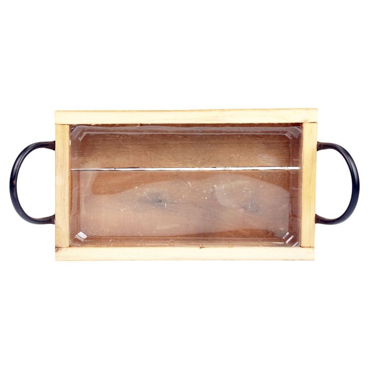 Artikel Holztablett mit Griffen Deko Tablett Natur Schwarz 30×17×5cm