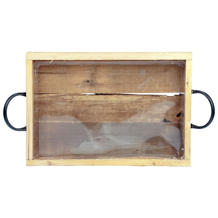 Artikel Holztablett mit Griffen Deko Tablett Natur Schwarz 40×27,5×5cm