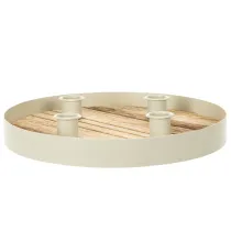 Artikel Kerzenhalter für vier Stabkerzen Rund Holztablett 25cm