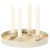Artikel Kerzenhalter für vier Stabkerzen Rund Holztablett 25cm