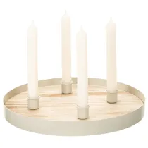 Artikel Kerzentablett aus Holz rund für vier Stabkerzen 30cm