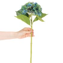 Artikel Kunstblume Hortensie blau grün dekorativer Einzelstiel 53cm