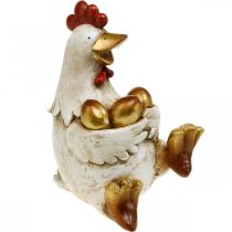 Osterhuhn, Deko-Henne, Huhn mit goldenen Eiern, Osterfigur H24cm
