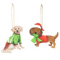 Artikel Hund Weihnachtsanhänger Dekohänger Hund mit Schal und Mütze 12cm 2St