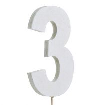 Jubiläumszahl „3“ am Stab Weiß L27cm 10St