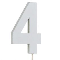 Jubiläumszahl „4" am Stab Weiß L27cm 10St