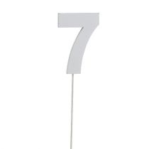 Artikel Jubiläumszahl „7" am Stab Weiß L27cm 10St