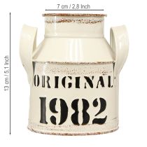 Artikel Kanne Metall Deko „Original 1982“ Creme Rost H13cm 2St