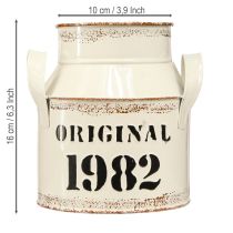Artikel Kanne Metall Deko „Original 1982“ Creme Rost H16cm 2St