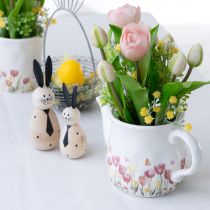 Artikel Keramik Kanne mit Blumenmotiv für frühlingshafte Akzente im Wohnbereich 20cm