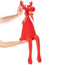 Artikel Dekofigur Elch beflockte Kantenhocker mit Schleife 80cm