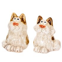 Keramik Katzen Deko Figuren Lustige Tierfiguren für Wohnzimmer Dekoration 8cm 4St
