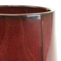 Keramik Vase Blumenvase Rot Sechseckig Ø14,5cm H21,5cm