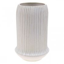 Keramik Vase mit Rillen Weiß Keramikvase Ø13cm H20cm