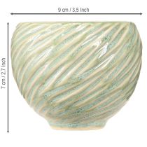 Artikel Keramikschalen in Grün Spiral Design Ø9cm H7cm 4St
