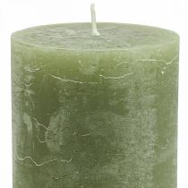 Durchgefärbte Kerzen Olivgrün Stumpenkerzen 85×120mm 2St