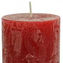 Artikel Durchgefärbte Kerzen Rot Rustic Selbstlöschend 70×140mm 4St