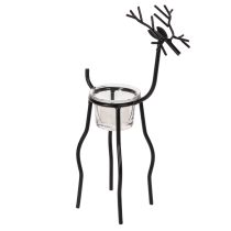 Artikel Kerzenhalter Rentier mit Teelichtglas 28cm
