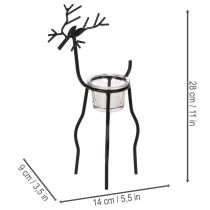 Artikel Kerzenhalter Rentier mit Teelichtglas 28cm