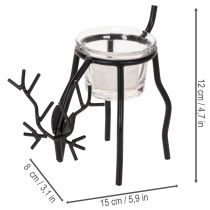 Artikel Kerzenhalter Rentier mit Teelichtglas 15cm