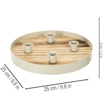 Artikel Kerzenhalter für vier Stabkerzen Rund Holztablett 25cm