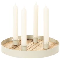 Artikel Kerzenhalter für vier Stabkerzen Rund Holztablett 25cm