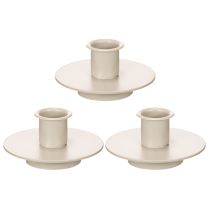 Artikel Kerzenhalter aus Metall in Beige matt kleiner Leuchter für Stabkerzen 8cm 3St