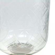 Windlicht Glas Kerzenständer Antik Look Silber Ø11,5cm H42,5cm
