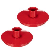 Artikel Kerzenhalter Rot aus Metall kompakt für Stabkerzen 10cm 2St