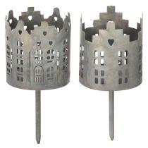 Artikel Teelichthalter und Kerzenhalter mit Dorn Häuser Design 6cm 2St