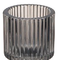 Artikel Kerzenständer aus Glas in Grau Teelichthalter H8cm 4 St