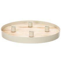 Artikel Kerzentablett aus Holz rund für vier Stabkerzen 30cm