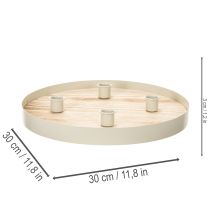 Artikel Kerzentablett aus Holz rund für vier Stabkerzen 30cm