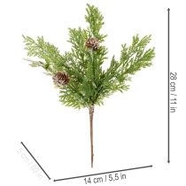 Artikel Künstlicher Kiefernzweig mit Zapfen Beschneit 28cm 6St